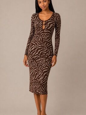 Camila Coelho Bailee Zebra Print Sweater Dress Keyhole NWT Small